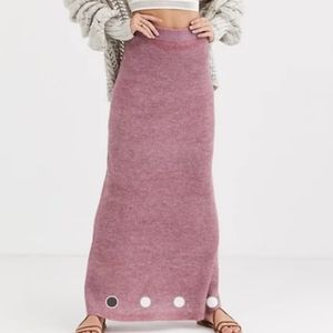 FREE PEOPLE Pink Knit Drag Me Out Skirt